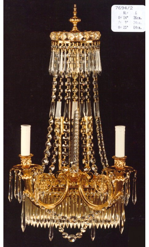 Delrio 6 - Light Candle Style Chandelier, 24 Karat Gold Plated