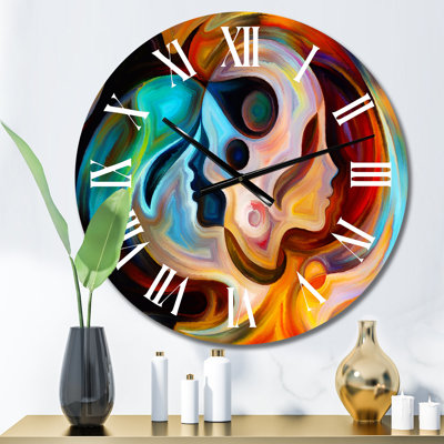 Blue Orange and Red Liquid Art - Modern Wall Clock