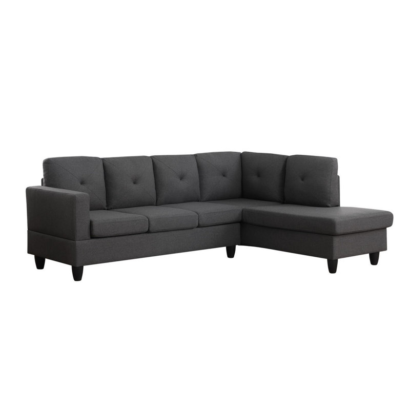 Arsalan 2 - Piece Upholstered Sectional, Dark Gray Linen Blend