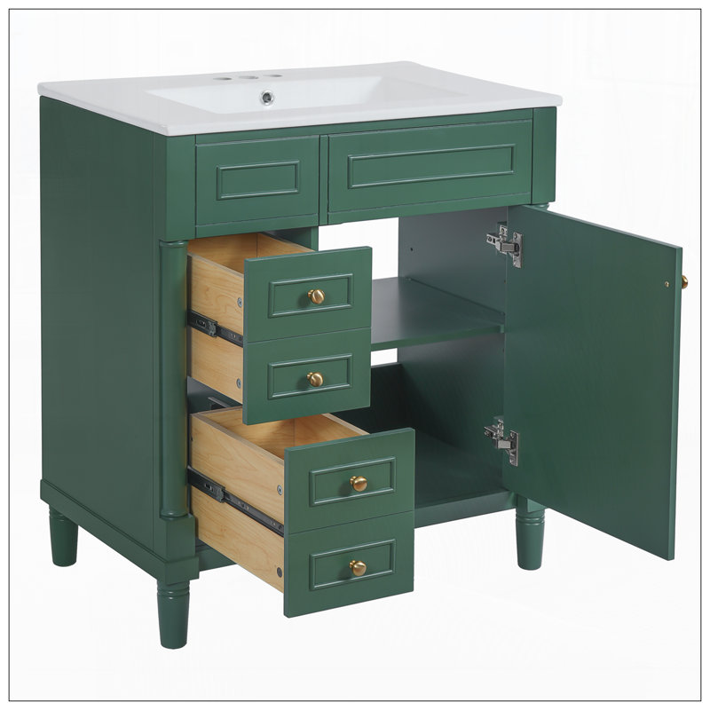 Meuble-lavabo 30 po avec lavabo, Vert