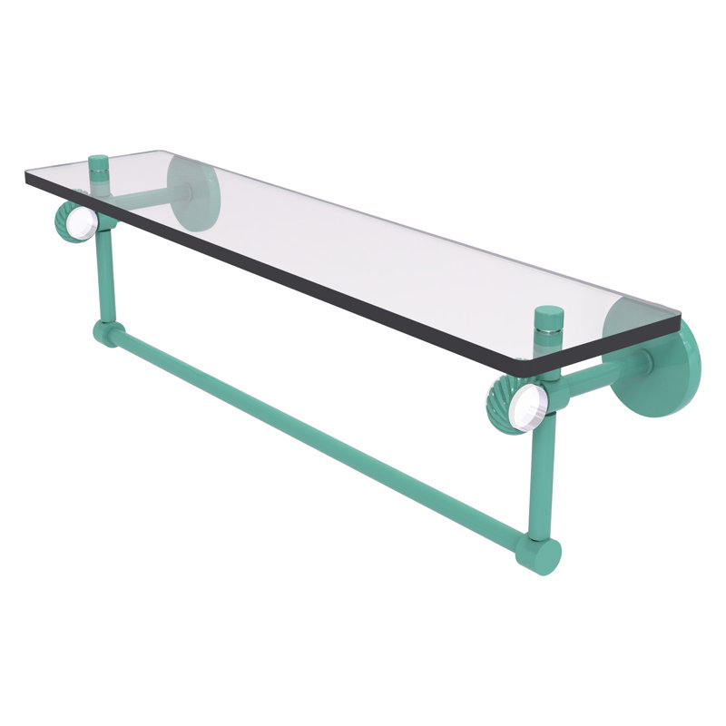 Tablette flottante avec barre à serviettes Clearview, H 6,2 po x l 22 po x P 5,65 po, Vert écume de mer