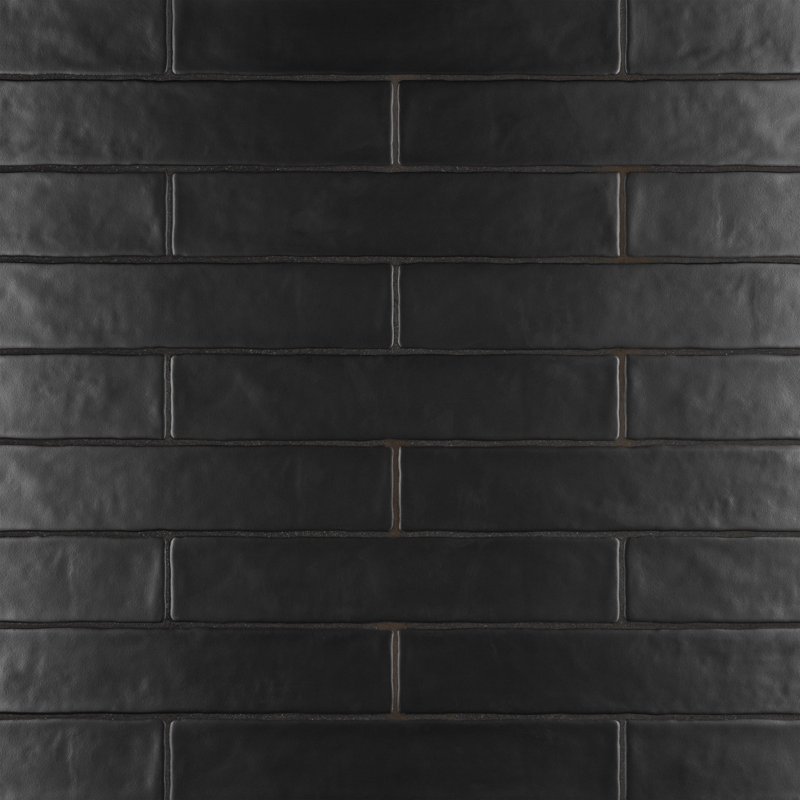 Chester 2" x 10" Ceramic Brick Look Subway Tile, Black
