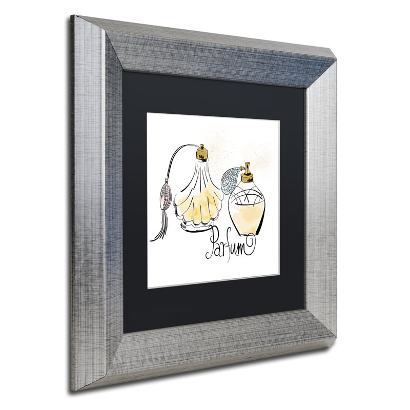 " Perfume Bottles " Acrylic Print, 11" H x 11" W x 0.5" D, Silver Framed, Black