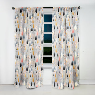 Soft Grey Botanical Plans Blackout Single Curtain Panel