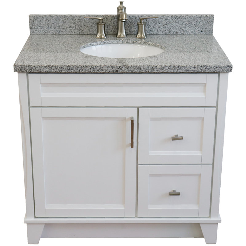 Ensemble de meuble-lavabo simple 37 po Amedea, Blanc, Granite