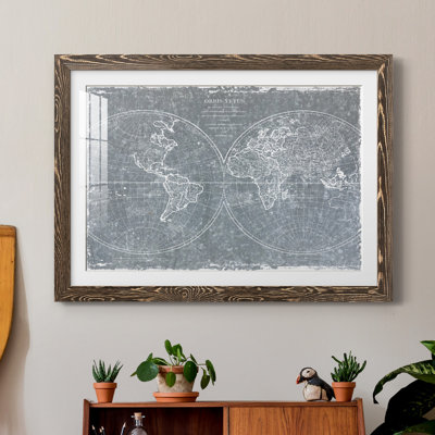 Carte du monde galvanisée - impression encadrée sur papier