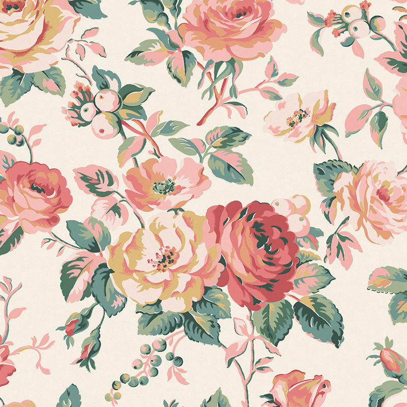 Cath Kidston Garden Rose Floral Wallpaper, Brown