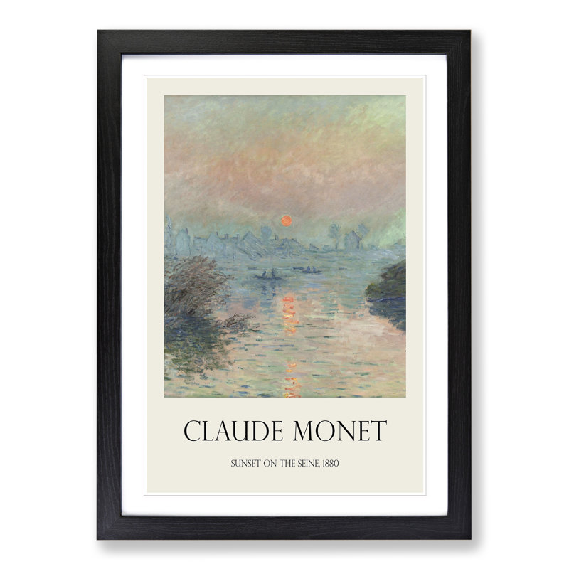Sun Setting On The Seine by Claude Monet Framed Print, Black Framed, 65cm H x 48cm W x 2cm D