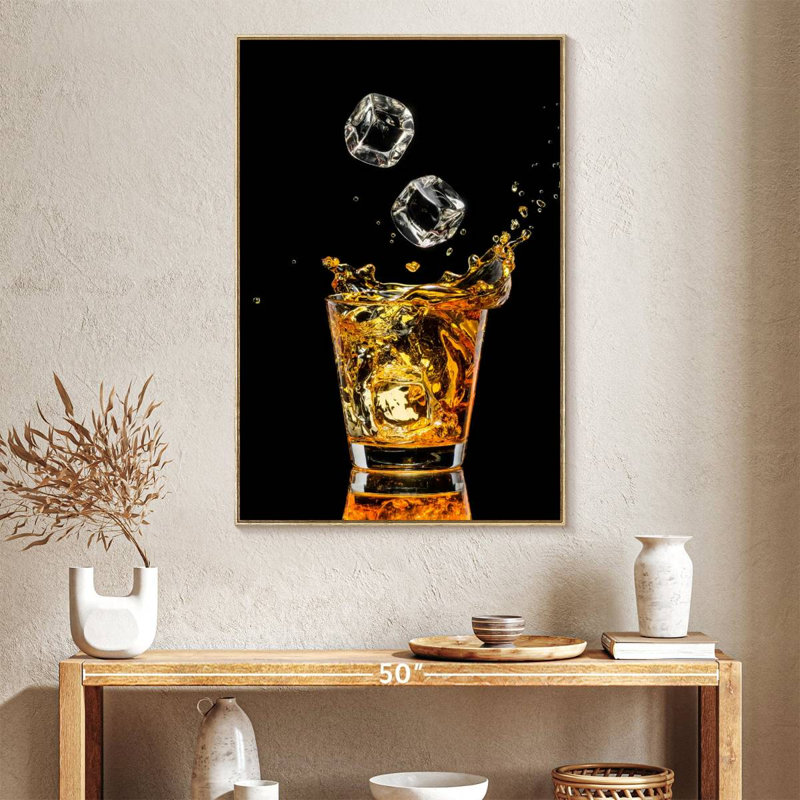 Whisky et glaçons, Floating Frame Natural Wood, 27" x 40"