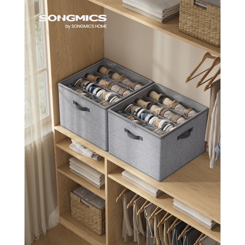 2 Pack Stackable Shoe Organisers 16 Pairs, Grey