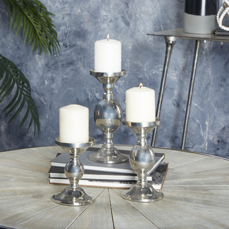 10.05'' H Aluminum Tabletop Candlestick, Silver
