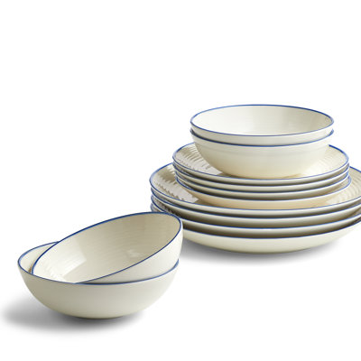 Royal Doulton Gordon Ramsay Maze 12-Piece Dinnerware Set Denim Line, Service for 4