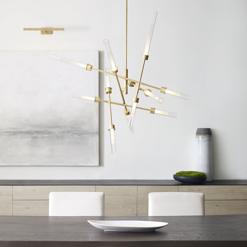 Linger 12 - Light LED Chandelier, Natural Brass