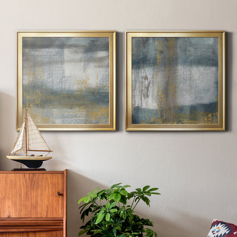 «Frost Valley Morning I», ensemble de 2 peintures sur toile encadrées, H 26,5 po x l 53 po x P 1,5 po, Or