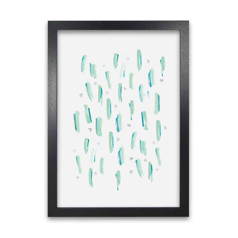 Brush Strokes Mustard by Laura Irwin - Print, Green/Grey, 59.4cm H x 42cm W x 3cm D, Black Framed