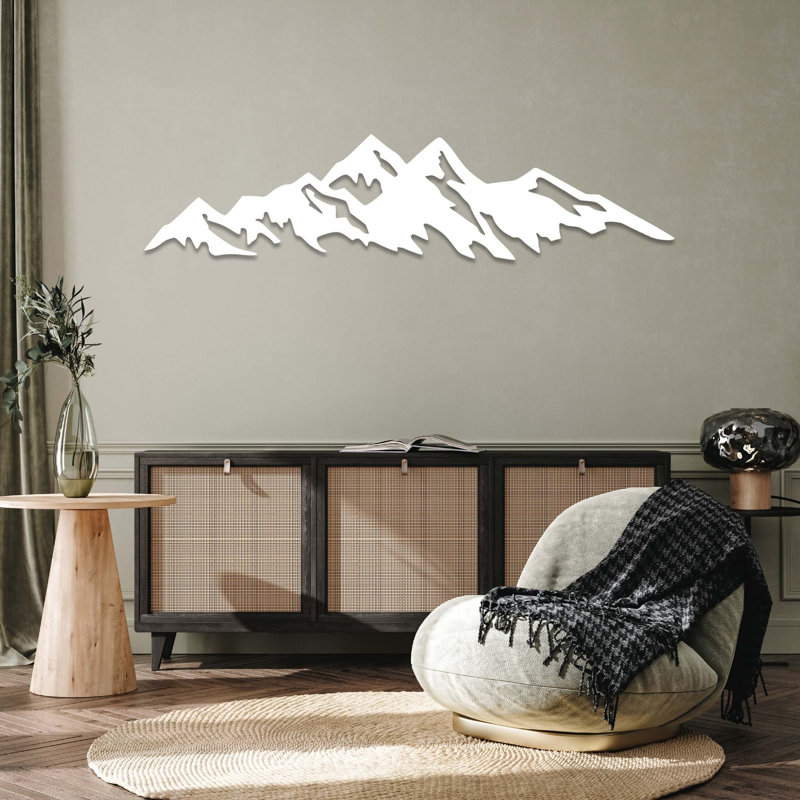 Mountains Metal Wall Art - Scenic Mountain Landscape Decor - Nature Inspired Silhouette Design - Rustic Outdoor Wall Hanging - Modern Industrial Metal Sculpture - Cabin Lodge Home Decor - Large Statement Art Piece