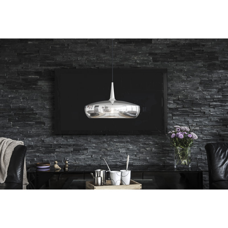 Luminaire suspendu en forme de dôme 1 lumière Mankato, H 11 po x l 17 po x P 17 po, Laiton brossé, Noir