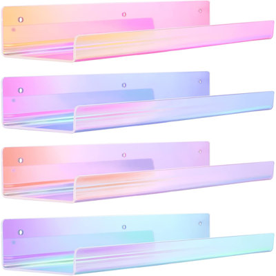 4-pack Iridescent Acrylic Floating Shelves 