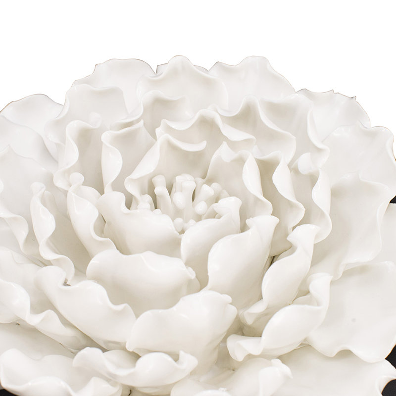 Décoration murale en céramique crème faite à la main D7,3 x 2,8 po, H 2,8 po x l 7,3 po x P 7,3 po