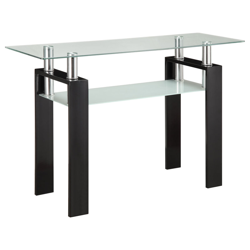Console de canapé d'entrée en verre Dyer, Noir, noir, noir, noir
