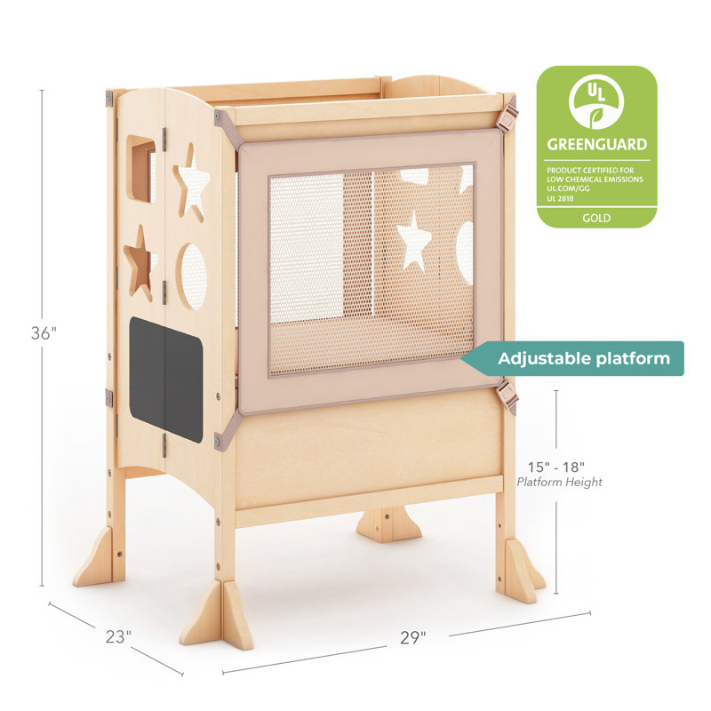 Natural Wooden Double Foldable Kitchen Helper Step Stool