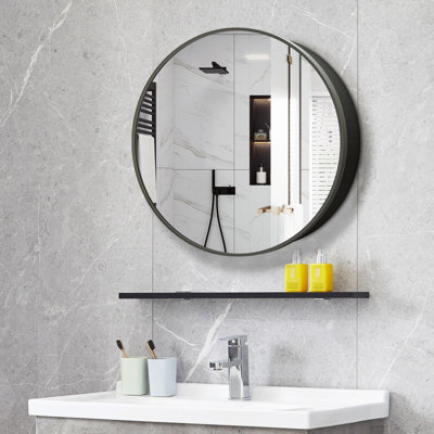 Armoire à pharmacie murale ronde de 68,5 cm (27 po) avec miroir et grand espace de rangement