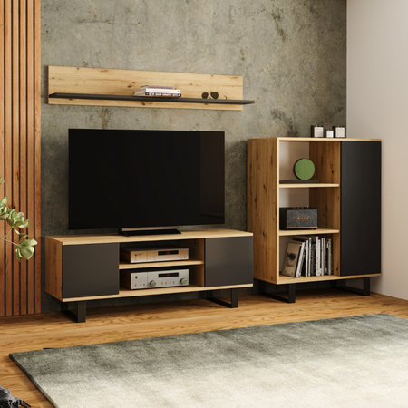 90cm Sideboard, Artisan Oak/Black