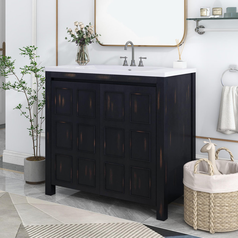 Meuble-lavabo simple 36 po avec plateau en résine Suphi