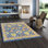 Oushak Camouflage Area Rug in Blue