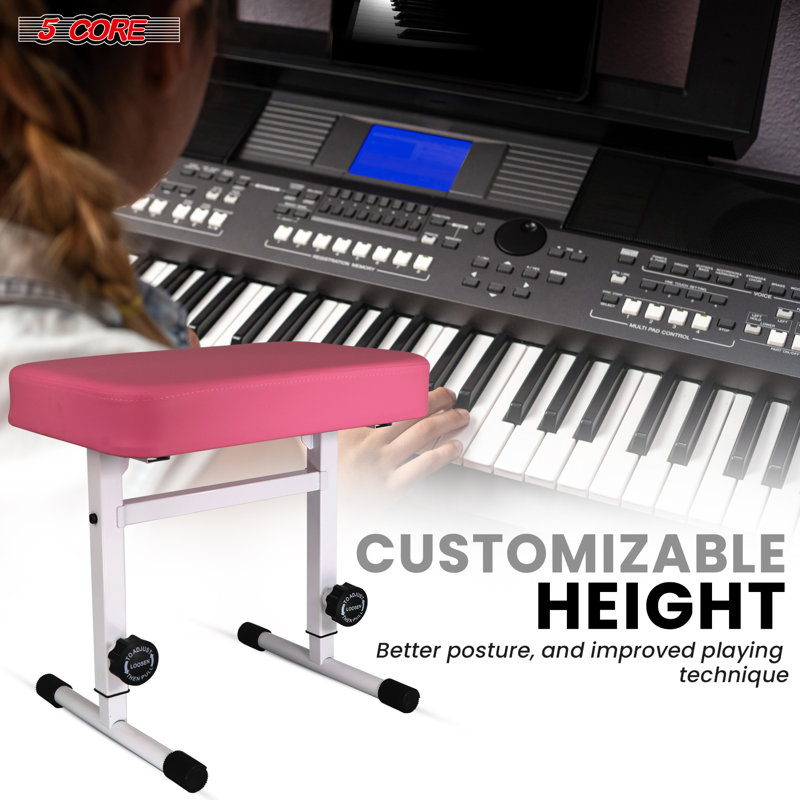 5 Core Keyboard Bench Piano Stool Thick Padded Seat Height Adjustable Keyboard Chair