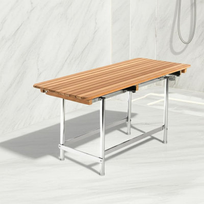 Banc de douche 18 po x 32 po en teck brun
