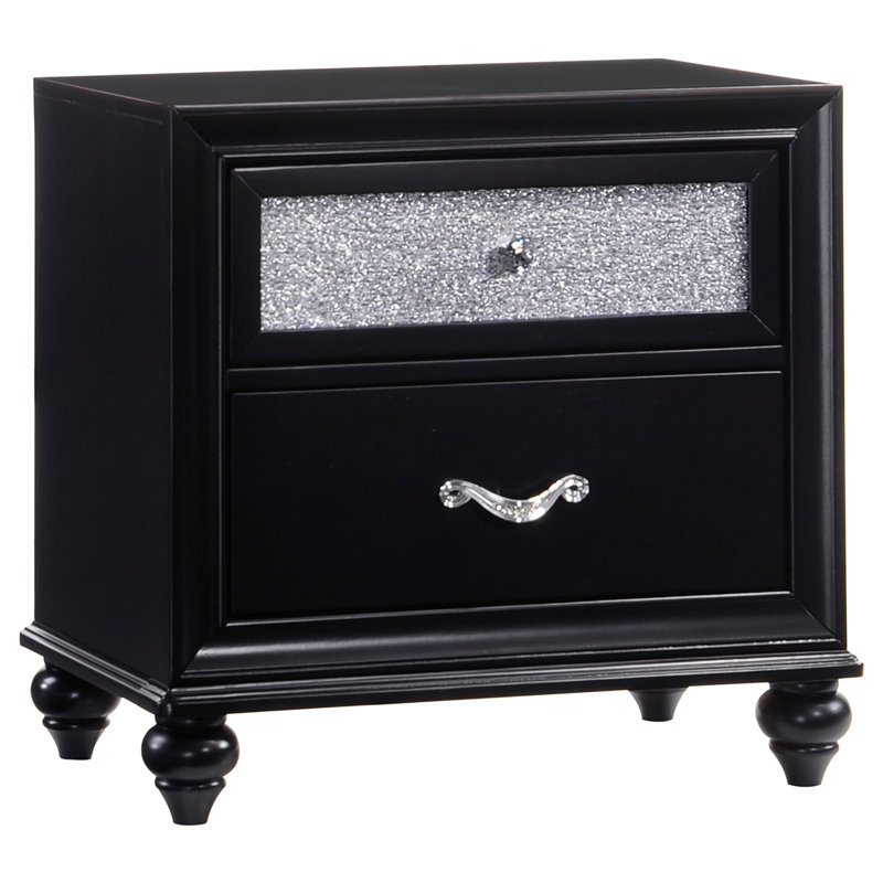 Dasher 2-drawer Nightstand Black, Black