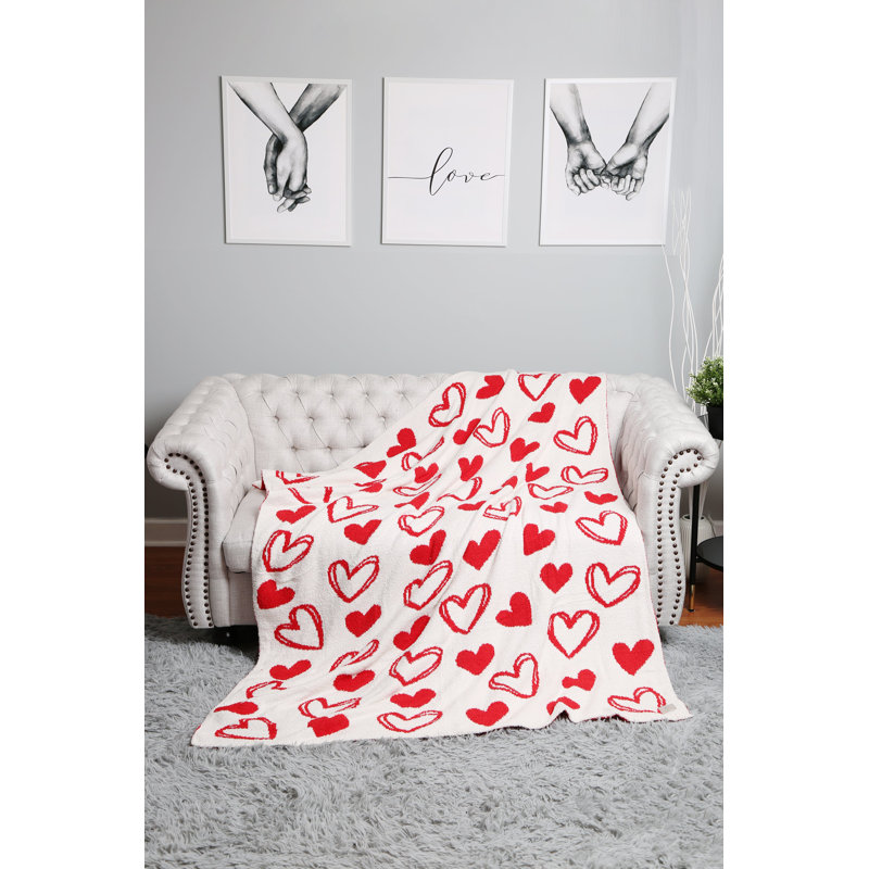 Jeté Cozy Hearts Luxe - Rouge