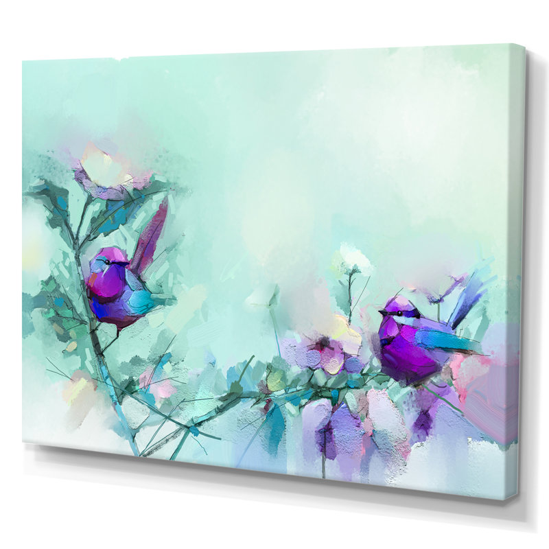 Paintbrush mauve et turquoise - Reproduction sur toile flottante, H 8 po x l 12 po x P 1 po, Toile tendue