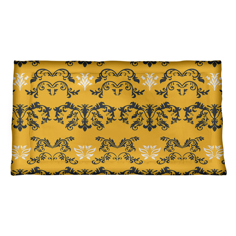 Football Baroque Pattern Pillow Sham, Standard, Gold/Black/White, Microfiber