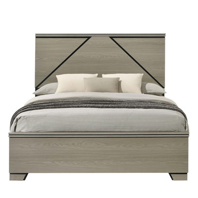 Modern Design Queen Size Bed with LED Light Headboard Wooden