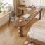 Bureau brun en bois massif en forme de L-984153708-984153697