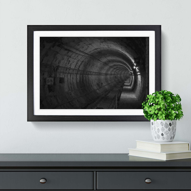 Subway Tunnel - Picture Frame Painting Print, 27cm H x 36cm W x 2cm D, Black Framed