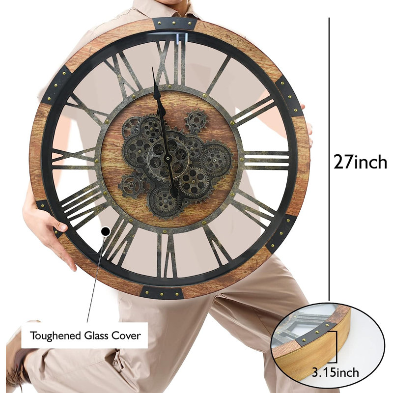 Horloge murale en bois, Brun rétro