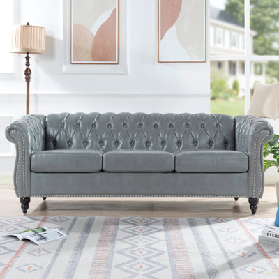 Canapé Chesterfield à accoudoirs roulés 3 places 84,65 po