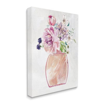 «Chic Cottage Florals in Pink Glam Bottle» par Carol Robinson - peinture sur toile