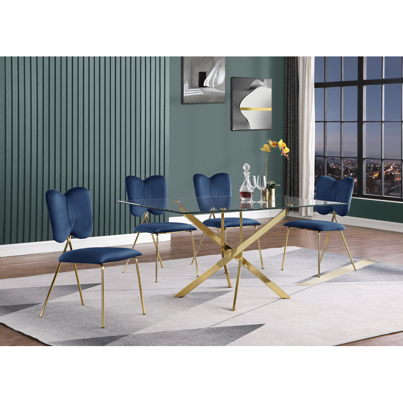 Ensemble repas pour quatre personnes, Bleu marine