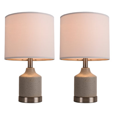 SIMPOL HOME 17.5 in. Ceramic Table Lamp with Natural White Linen Shade