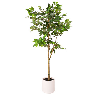 Realistic Artificial Ficus Tree Faux Plant for Home Decor, Indoor Living Room or Office - 60"