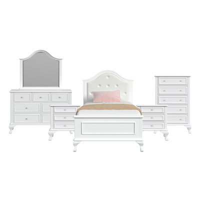 Ensemble de chambre à coucher à panneau simple 6 pièces Guimond