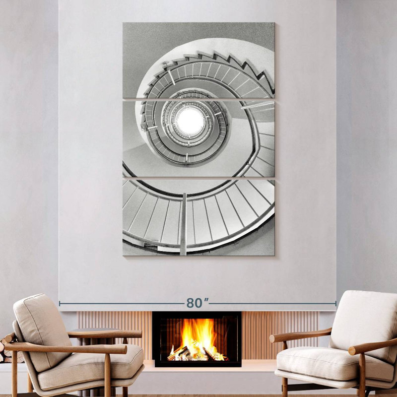 Lilie Monochrome Spiral Staircase, 74" H x 48" W