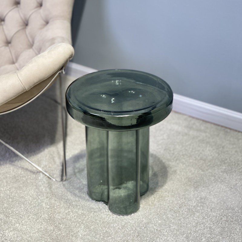 Glass Top End Table, Green