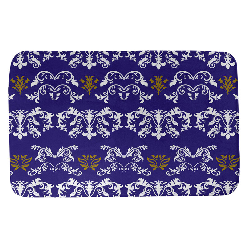 Tapis pour salle de bain Baltimore, l 21 po x L 34 po, Blanc/mauve/or métallique