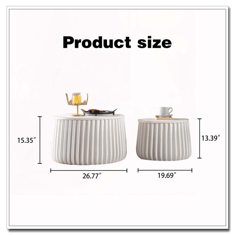 Ensemble de tables de rangement rondes blanches