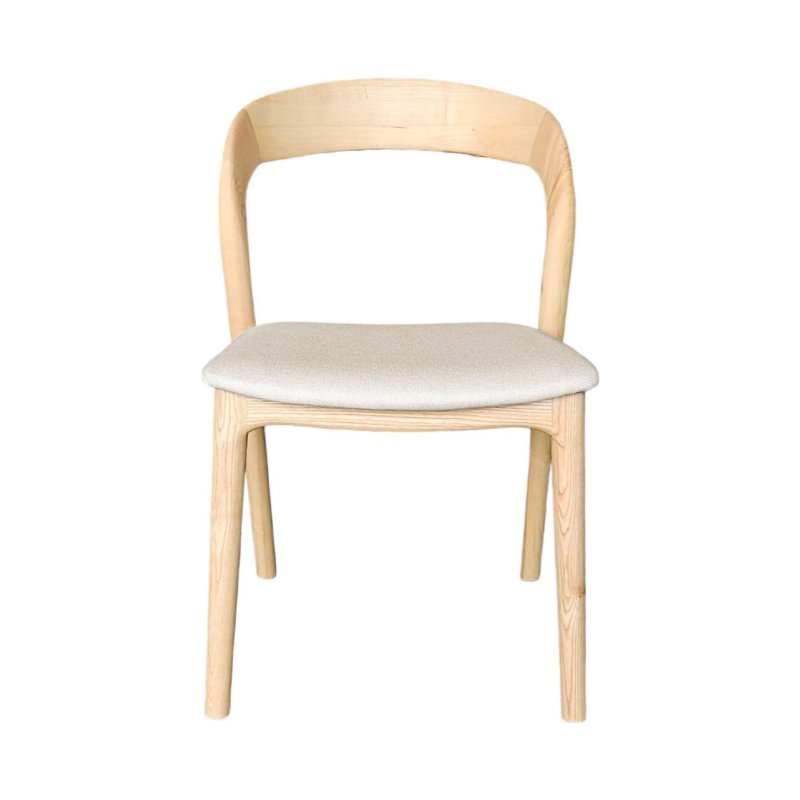 Chaise de salle à manger rembourrée en bois de frêne Rena, Beige